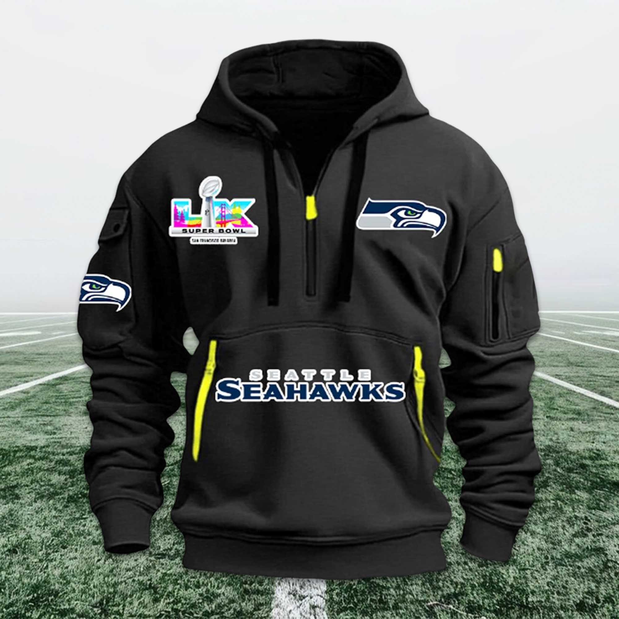 Seahawks Bowl LX 2026 Quarter Zip Hoodie