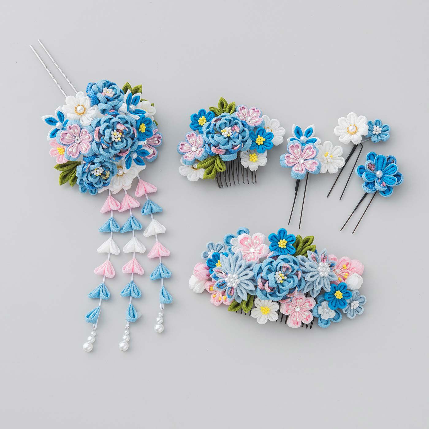 晴れの日に華を添える つまみ細工の髪飾りの会〈空色〉｜Couturier