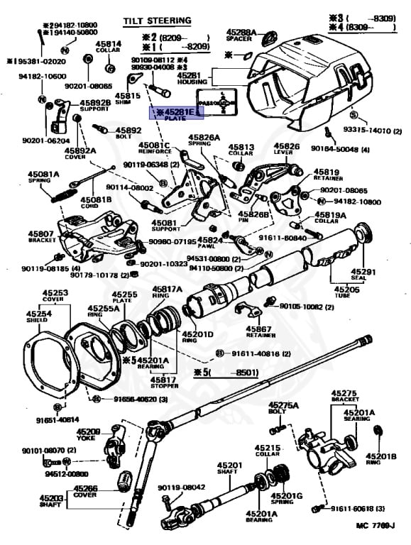 45283-22010 - Toyota - Plate, Beam Change & Turn Signal Caution
