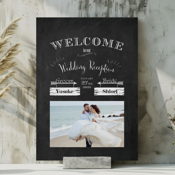 フォトウェルカムボード（A2パネル）ブラックボード Design.02