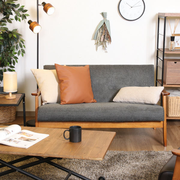 30％OFF】【送料無料】厚手ファブリックコンパクトソファ 2人掛け