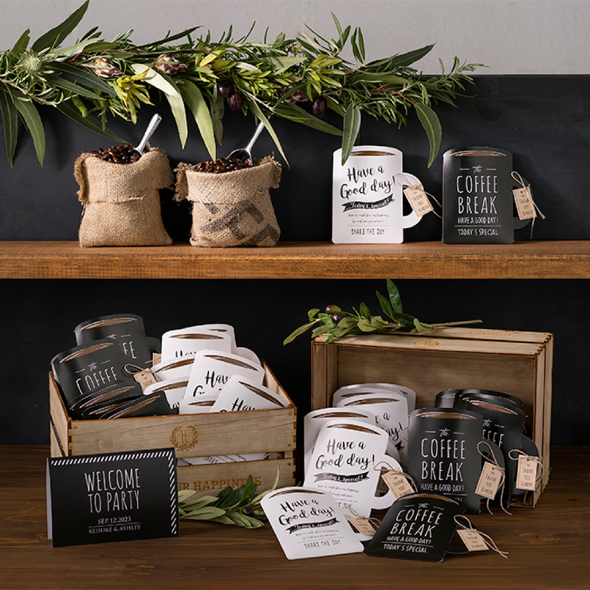 送料無料】カフェマグ ウェルカムウッドボックス40個セット|プチギフト