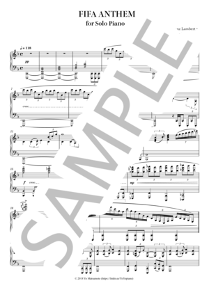 楽譜】FIFA ANTHEM / Franz・Lambert (ピアノソロ / 上級) - Piascore