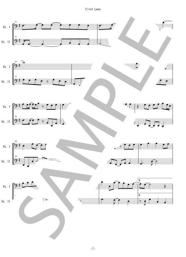 楽譜】First Love チェロ二重奏 スコアとパート譜 / 宇多田 ヒカル
