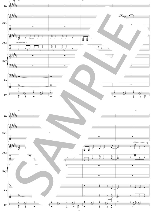 楽譜】吉川晃司 / KISSに撃たれて眠りたい バンド・スコア from6