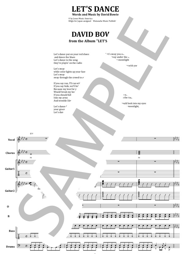 楽譜】DAVID BOWIE / レッツ・ダンス バンド・スコア from68