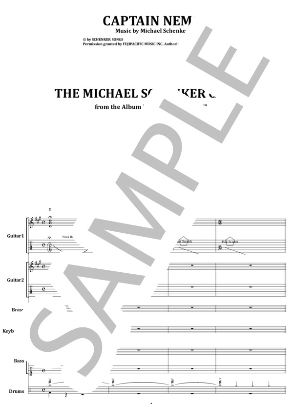楽譜】マイケル・シェンカー / CAPTAIN NEMO バンド・スコア from68