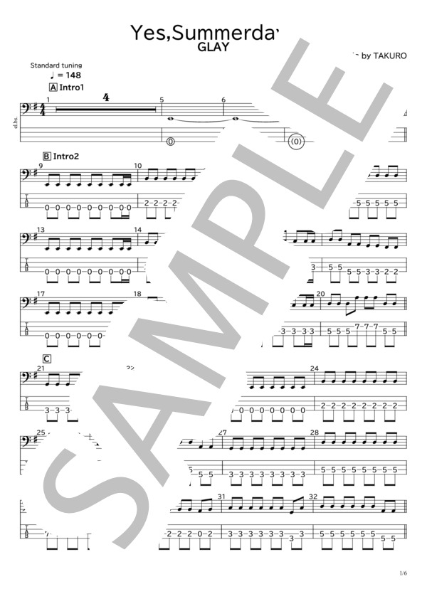 楽譜】Yes,Summerdays / GLAY (エレキベース / 初〜中級) - Piascore