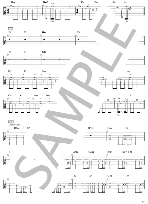 楽譜】 ライラック 本家弾いてみたver TAB譜＆コード / Mrs. GREEN