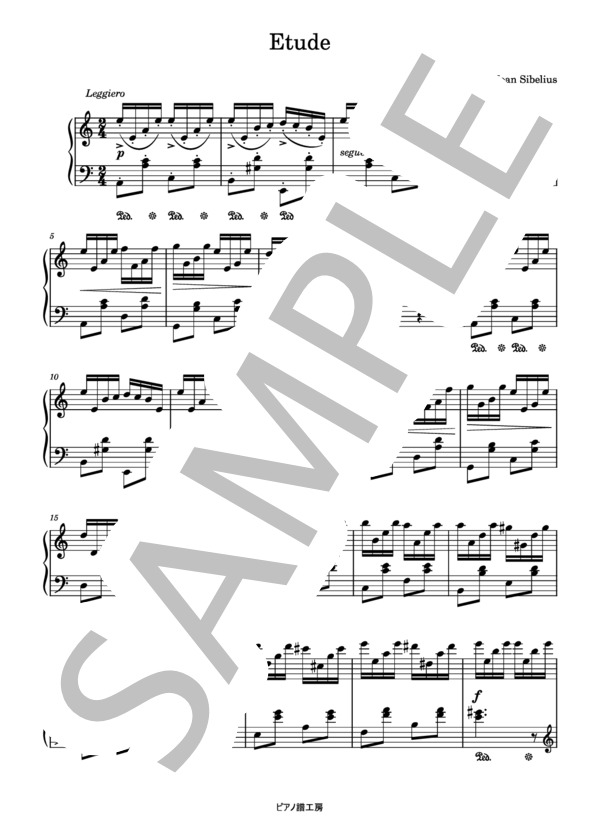 楽譜】13の小品 作品76 第2番 練習曲 / ジャン・シベリウス