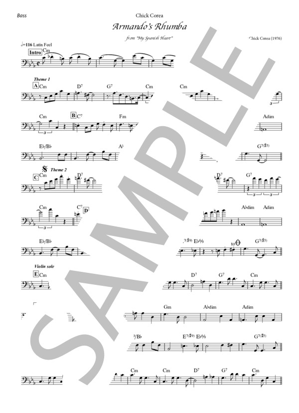 楽譜】Armando's Rumba - Chick Corea ベース完全コピー譜 / チック