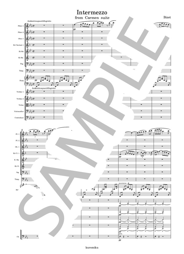 楽譜】組曲「カルメン」より 間奏曲 / ジョルジュ・ビゼー