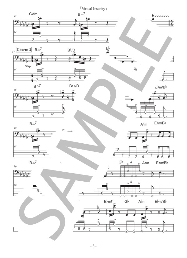 楽譜】Virtual Insanity / ジャミロクワイ (エレキベース / 中級