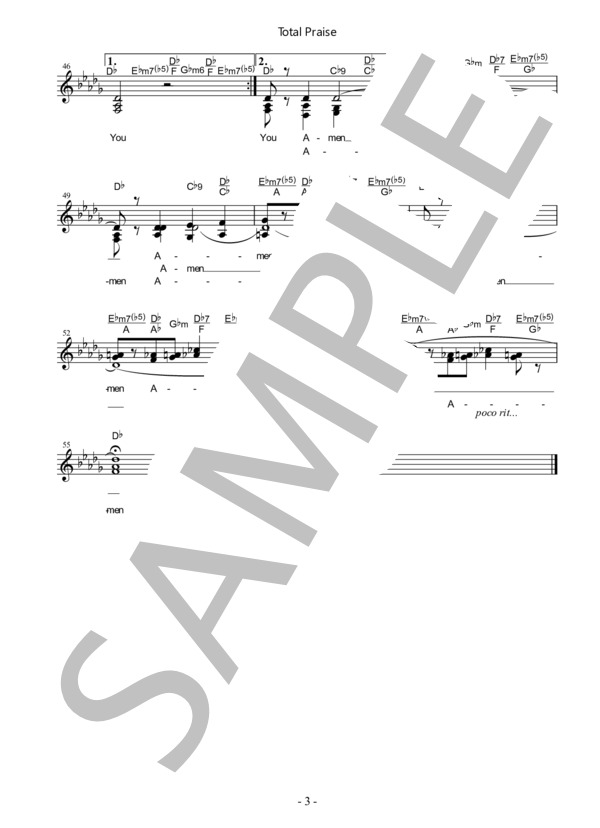 楽譜】Total Praise / Richard・Smallwood (ゴスペル / 初〜中級