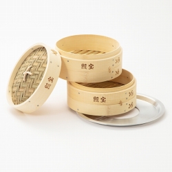 照宝 竹せいろ二段 蒸し板セット24cm | 中華街 照宝