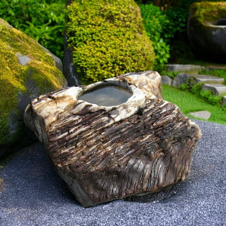楽天市場】つくばい 木化石 珪化木 手水鉢 水鉢 大きい 庭石 天然石