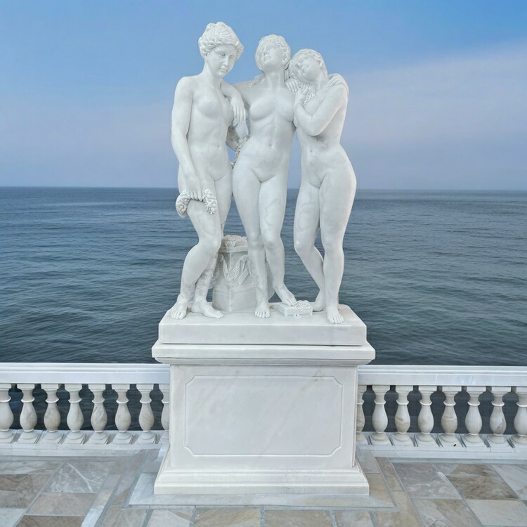 天然大理石彫刻 『三美神』｜高級女性像・ヴィーナス像｜ガーデン