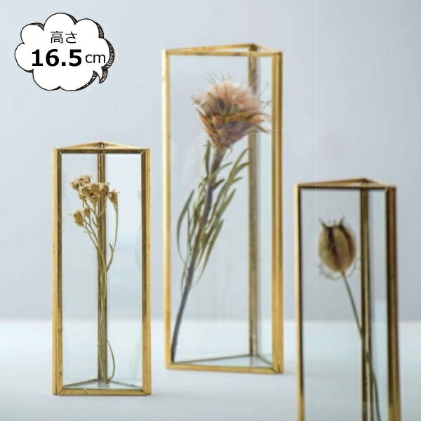 花瓶 フラワーベース フレームフラワーベース ソリッド ガラス ブラス