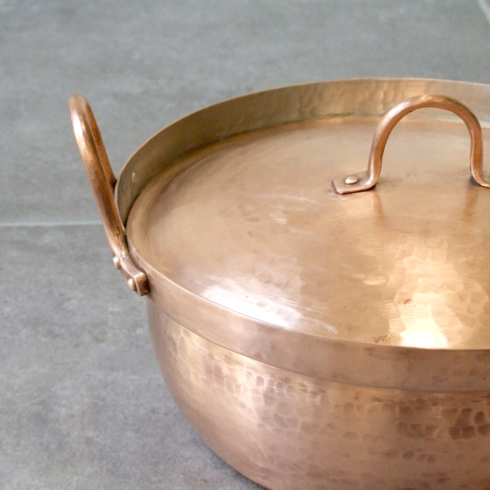 楽天市場】京都 北村一男さんの鎚起銅器 段付鍋8寸浅型 銅鍋 大サイズ