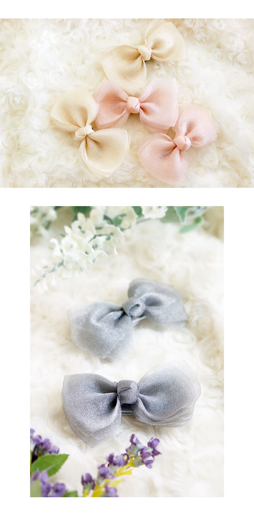 送料無料 オーガンジーミニリボン ヘアクリップ 2個セット ベビー