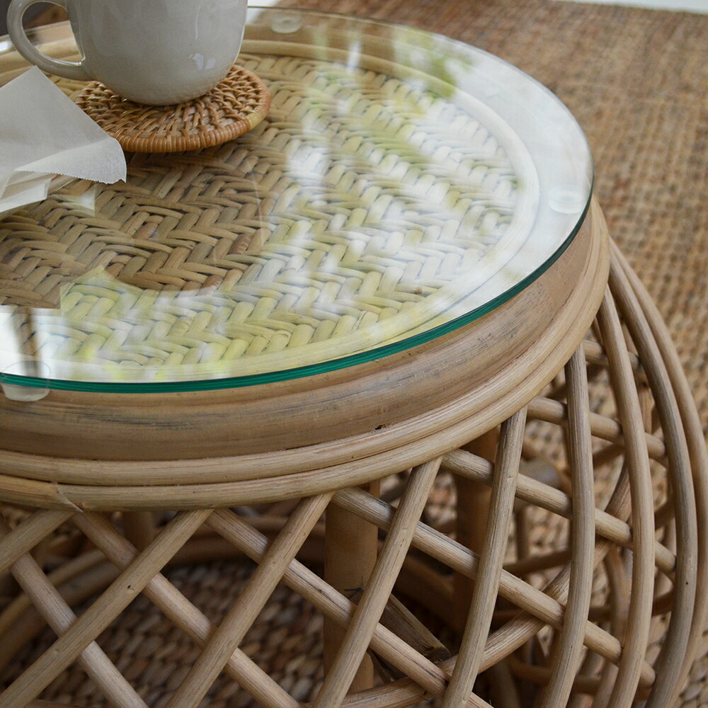 楽天市場】送料無料 ラタン・ラウンド ティーテーブル《モノ》サイド