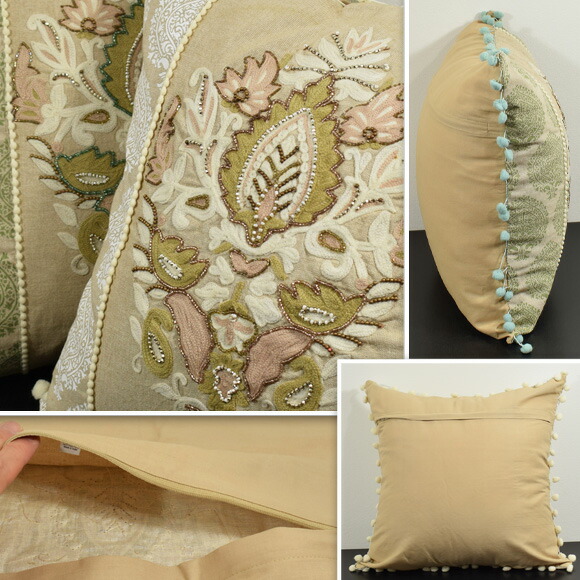 楽天市場】Nandi ナンディ フリンジ付クッションカバー 45×45 2カラー