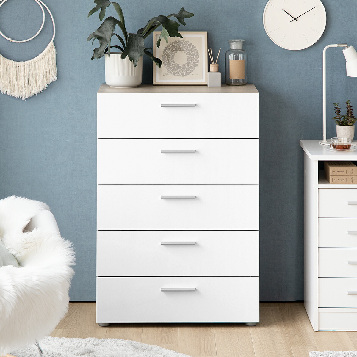 楽天市場】チェスト 北欧 おしゃれ タンス 大容量 木製 リビング 5段