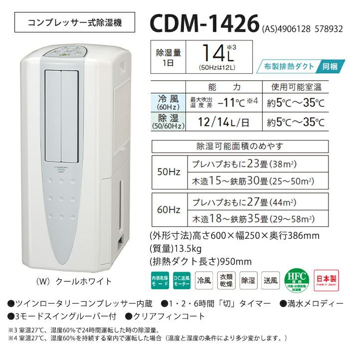 楽天市場】《コロナ》 CDM-1426 冷風・衣類乾燥除湿機 - どこでも