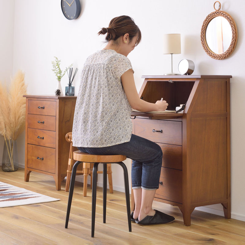 楽天市場】アジアン家具 天然木ライティングビューロー ライティング