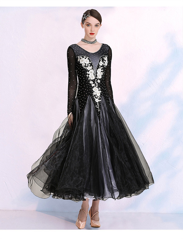 楽天市場】社交ダンス ワンピース モダンドレス 黒 大きいサイズ 長袖