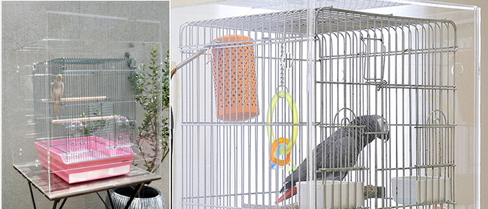 【直接引取希望】アクリル工房製　鳥かご防音ケース おかもち式 おかもち】アクリルバードケージ[ワイドタイプ]<br>W640×H850×D590<br