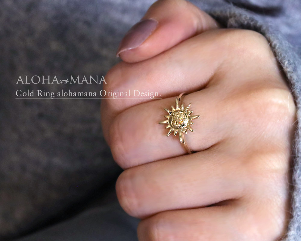 ハワイアンジュエリー 指輪 リング K18 太陽[ラ・リノ] La Lino
