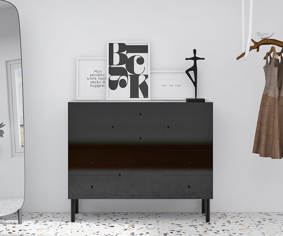 楽天市場】キャビネット 黒 リビングボード 完成品 サイドボード 120