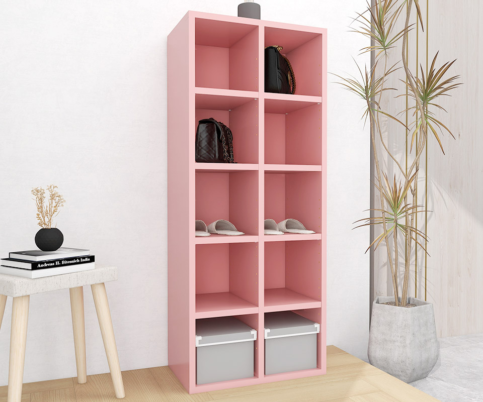 楽天市場】本棚 ピンク カラーボックス ラック 棚 5段 子供 完成品