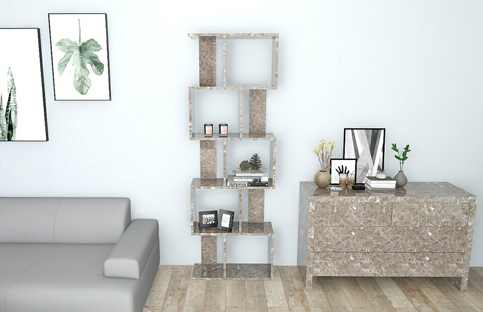 楽天市場】オープンラック 大きい 5段 本棚 完成品 横置き 大理石柄