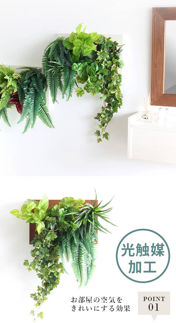 楽天市場】光触媒 観葉植物 壁掛け フェイクグリーン 造花 人工観葉