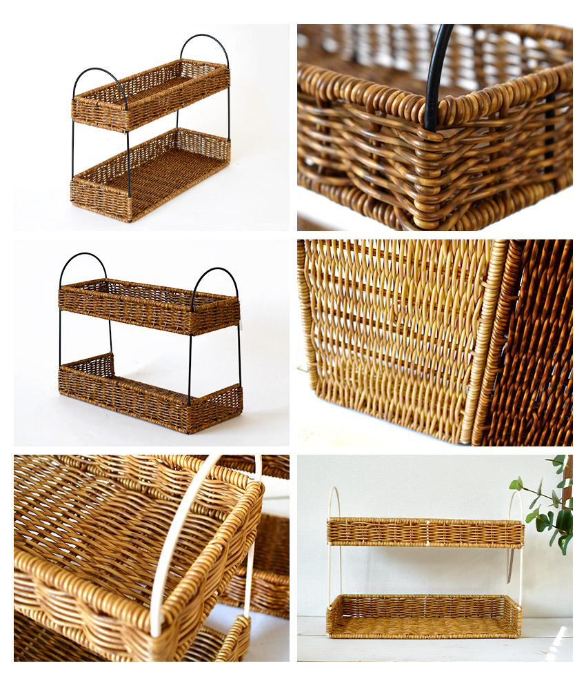 楽天市場】洗えるバスケット スパイスラック 2段スタンド カゴ 水洗い