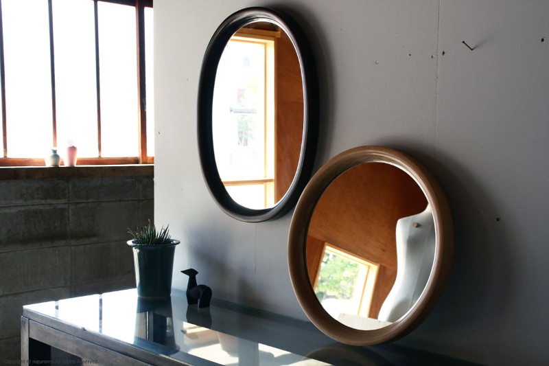 楽天市場】曲木鏡（ウォールミラー） 小判型, 小 / 古代色【鏡以外との