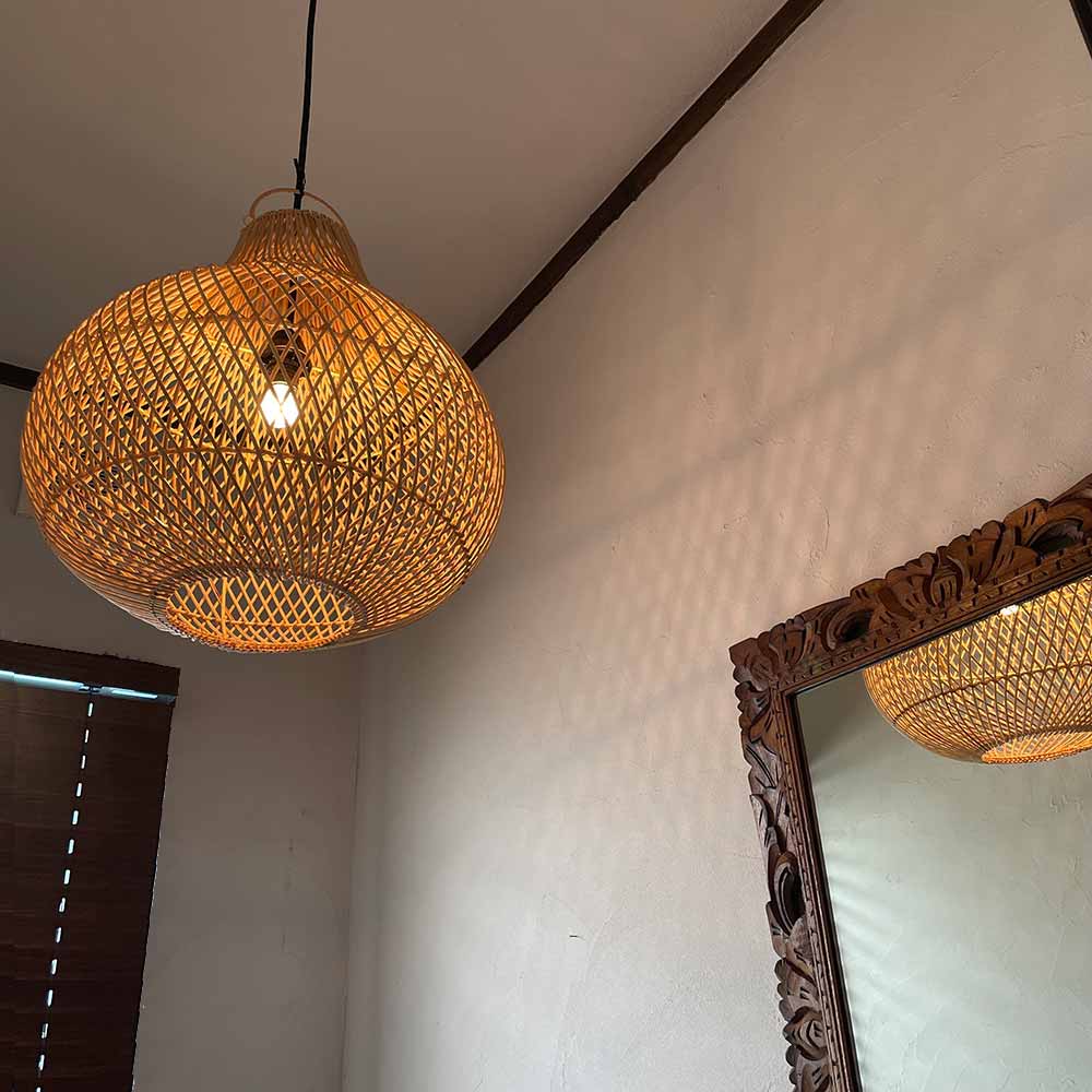 楽天市場】ランプシェード ペンダントライト 照明 ラタン 籐 編み込み