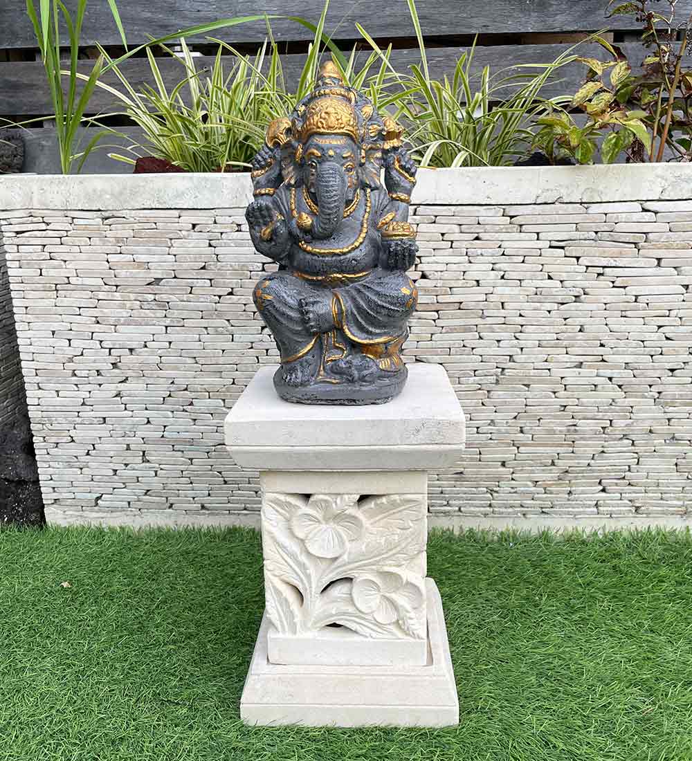楽天市場】ガネーシャ 石像 グレー 金 H27cm セメント製 置物 オブジェ