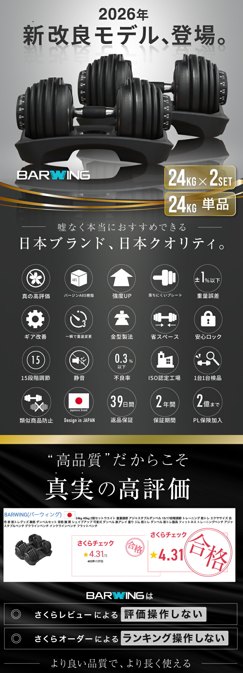 楽天市場】□3/11迄 最大4,900円OFF□ 可変式ダンベル 24kg 2個セット