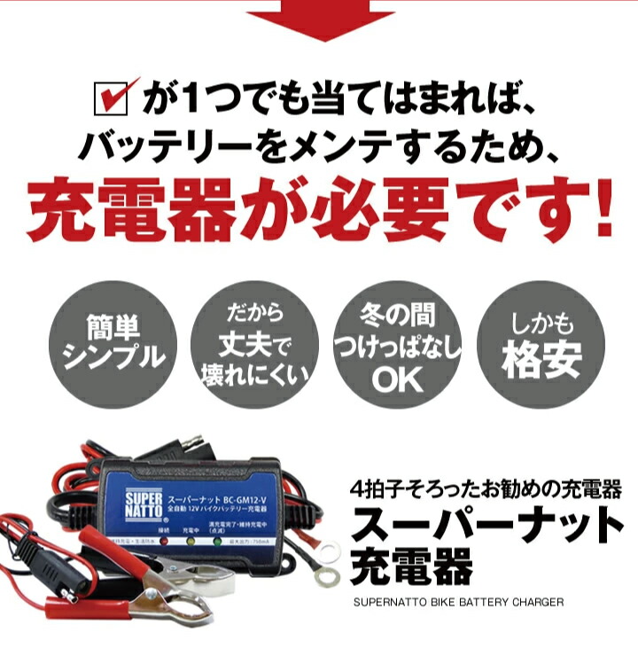 楽天市場】【スーパーSALE☆エントリーでP10倍】バイクバッテリー充電