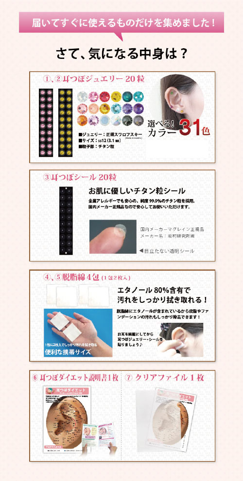 楽天市場】耳つぼスターターキット【7点セット】ジュエリーが選べる