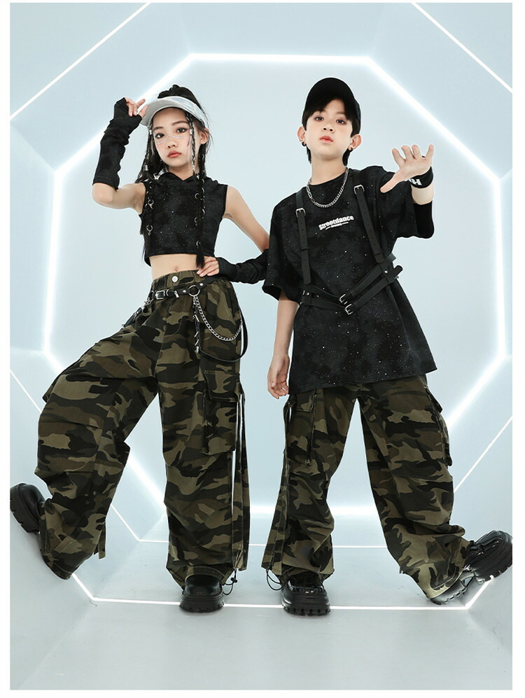 楽天市場】迷彩 カーゴパンツ キッズダンス ダンス衣装 ヒップホップ