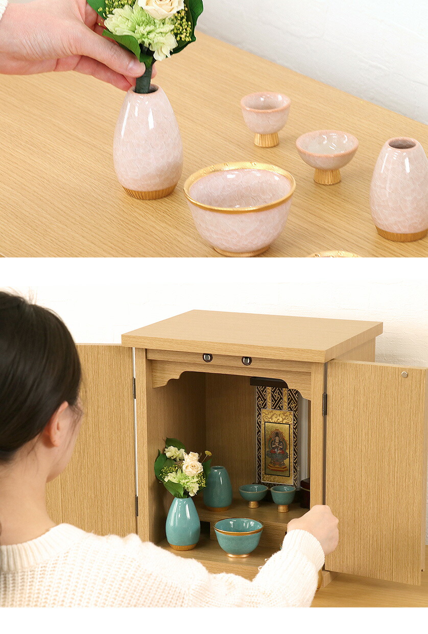 仏具 セット 家具調仏具6点セット「貫入桜」六具足 モダン 香炉 火立て