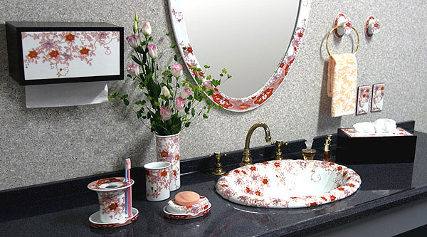 壁掛け鏡・ウォールミラー：有田焼（伊万里焼）の鏡