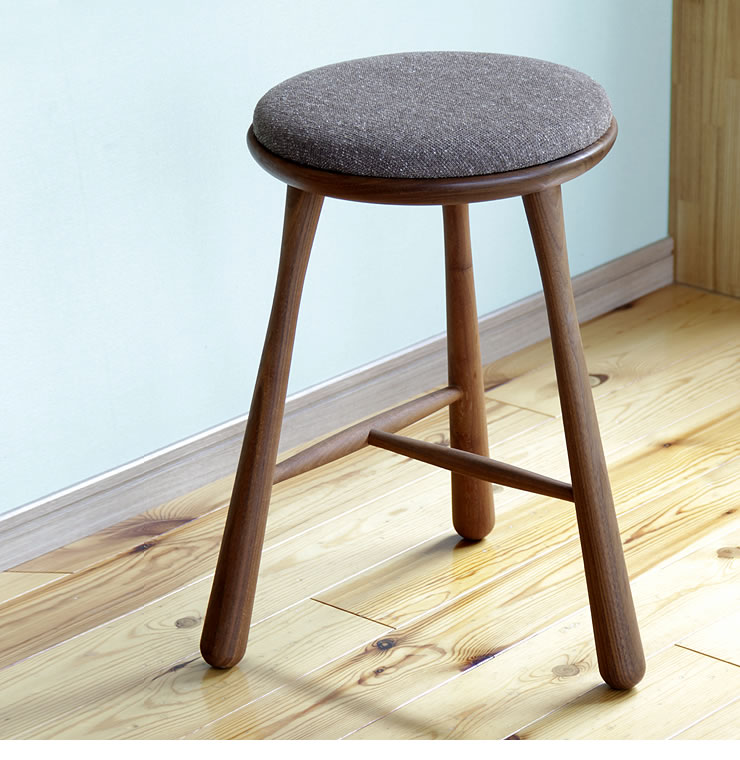BOWスツールウォールナット材 高さ 51cm ※代引 スツール｜スツール通販