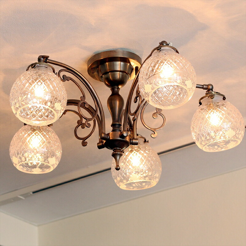 楽天市場】シーリングシャンデリア アンティーク調ガラスシェード