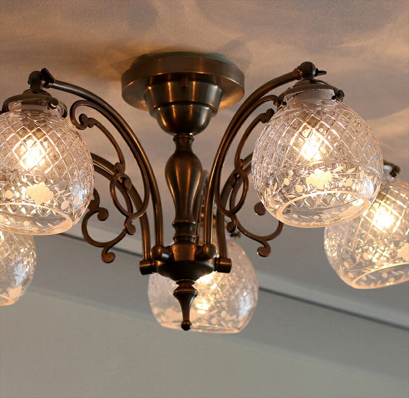 楽天市場】シーリングシャンデリア アンティーク調ガラスシェード