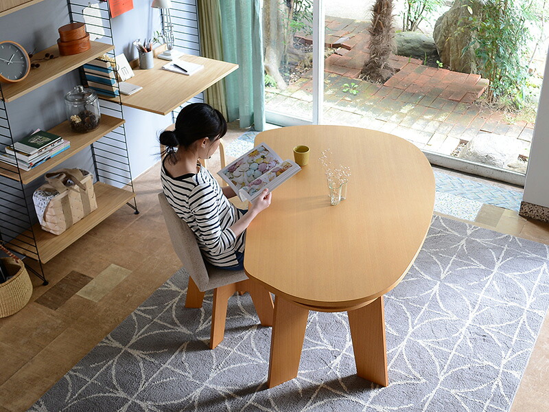 SHUNO 変形ダイニングテーブル 150cm ナチュラル 楽天市場】【組立設置無料キャンペーン】収納付き 変形ダイニング